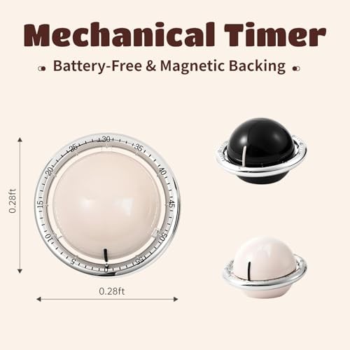Planet-Shaped Mechanical Timer | No Batteries Needed | 59-Minute White gallery