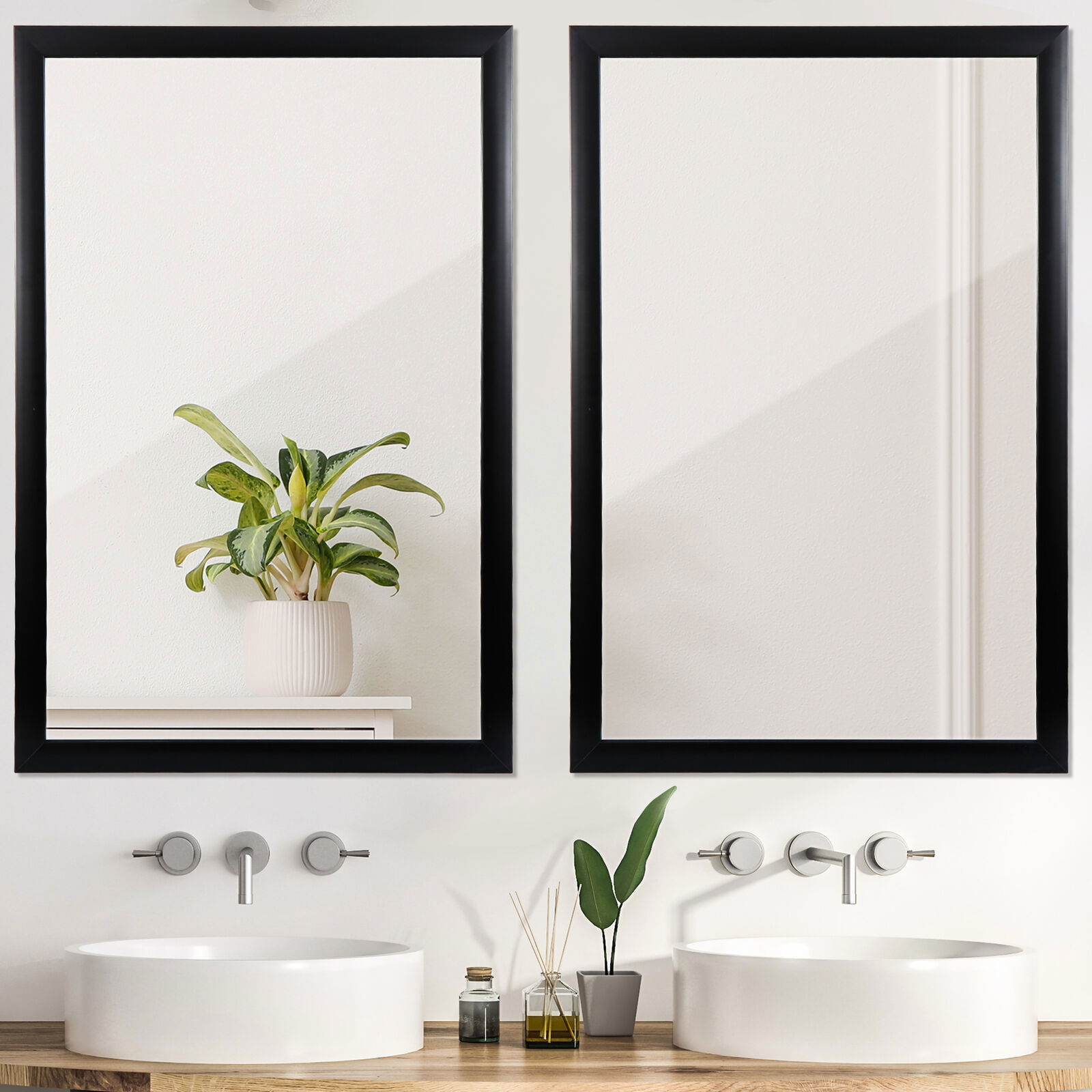 2PCS Bathroom Rectangular Wall Mounted Mirror PS Frame Vanity Mirror 24" x 36" gallery