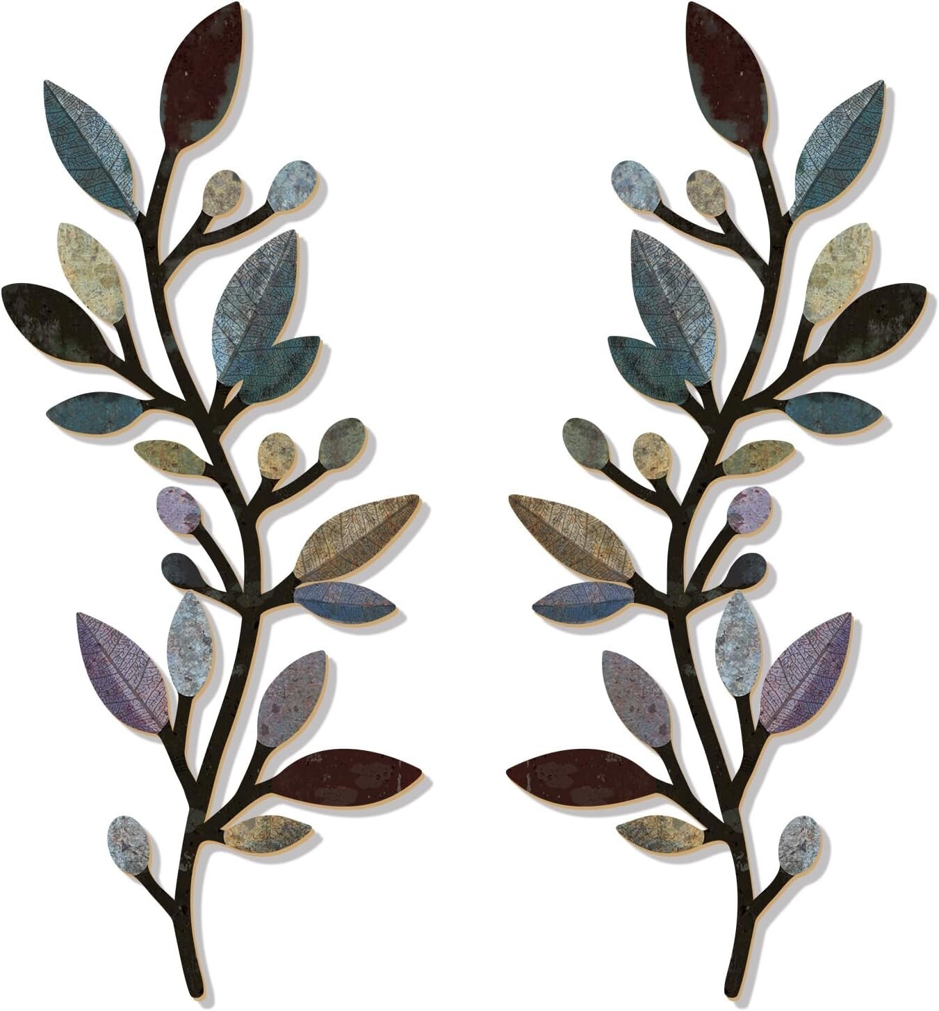 "2 Pcs Colorful Tree Leaf Wall Art Decor Vine Home Wall Decor Olive Branch Leaf gallery