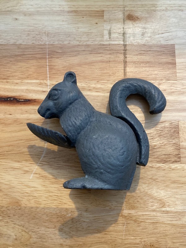 Squirrel Nutcracker Nut Cracker Cast Iron Metal Hefty Patina Collector Holidays gallery