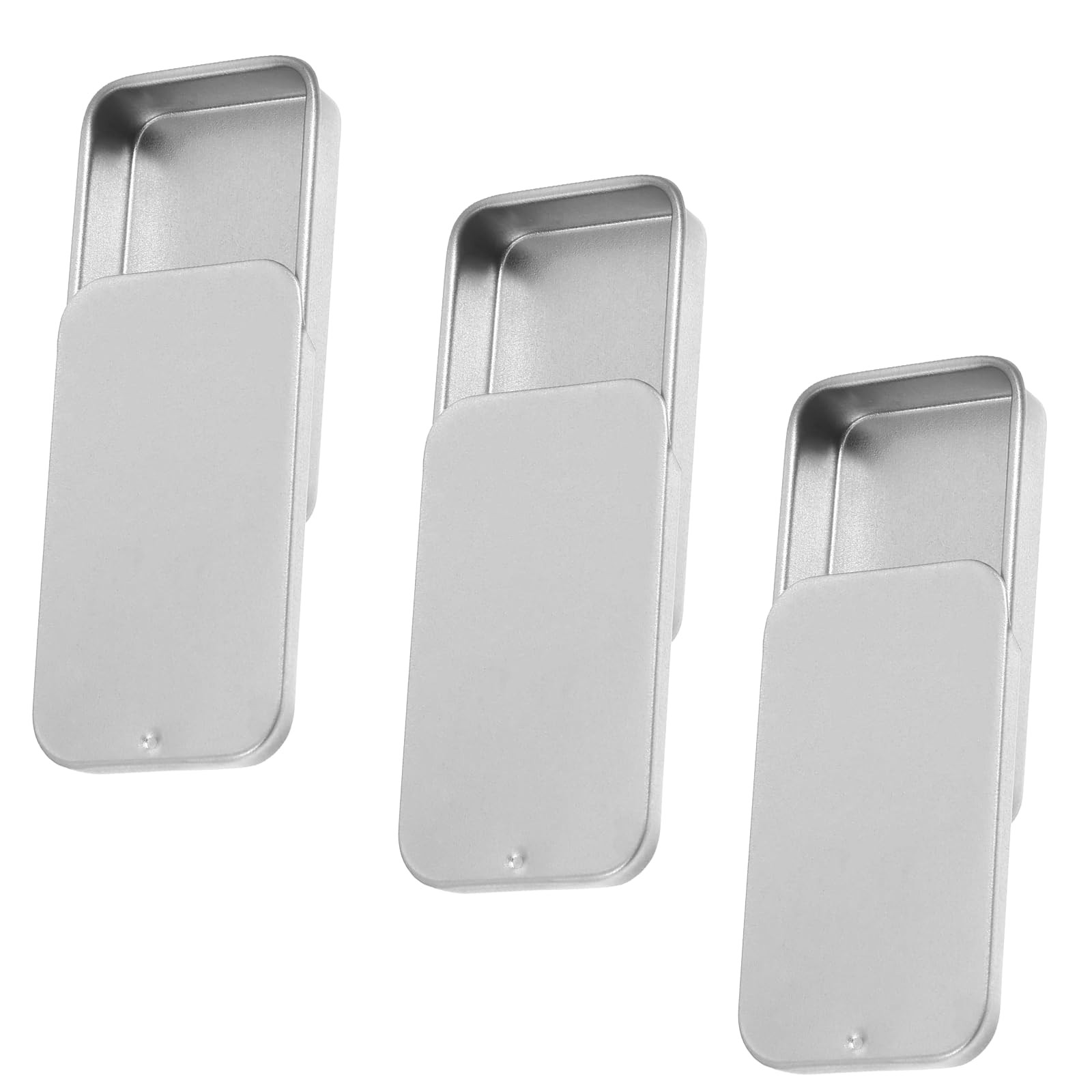 3 Pcs Mini Metal Tin Box Slide Rectangular Hinged Organizer Containers 2x1x0.4 gallery