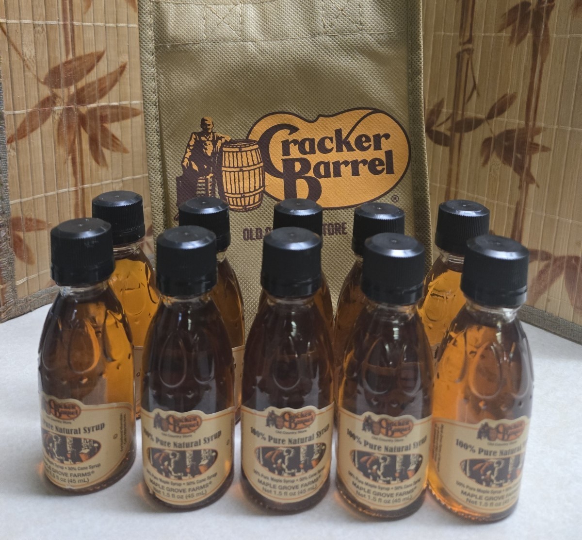CRACKER BARREL 10 PURE NATURAL MAPLE SYRUP TRAVEL SIZE 1.05 OZ BOTTLES NEW gallery