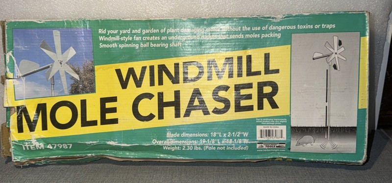 Windmill Mole Chaser Pest Repeller Yard Garden Humane Non Toxic Wind Powered NEW gallery