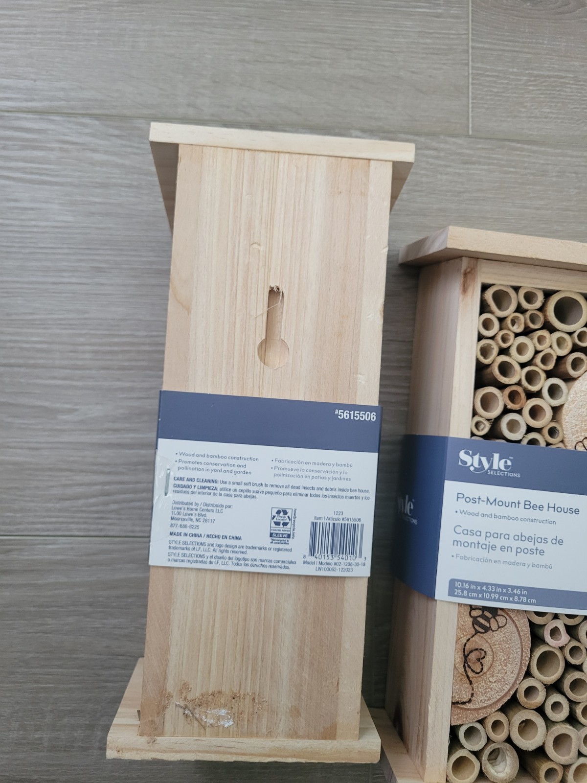 LOT OF 2 Style Selections Post Mount Bee House Wood Bamboo Heart Hotel gallery