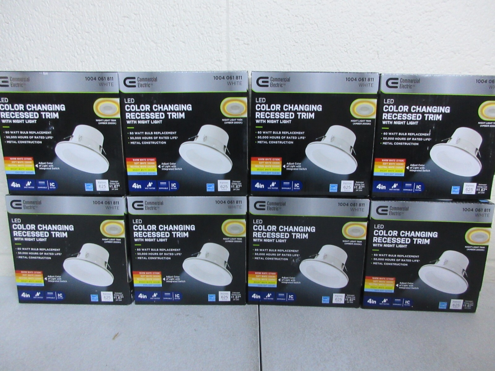 Commercial Electric 4 in. Adjustable LED Recessed Light Trim w/ Night Light 8PK gallery