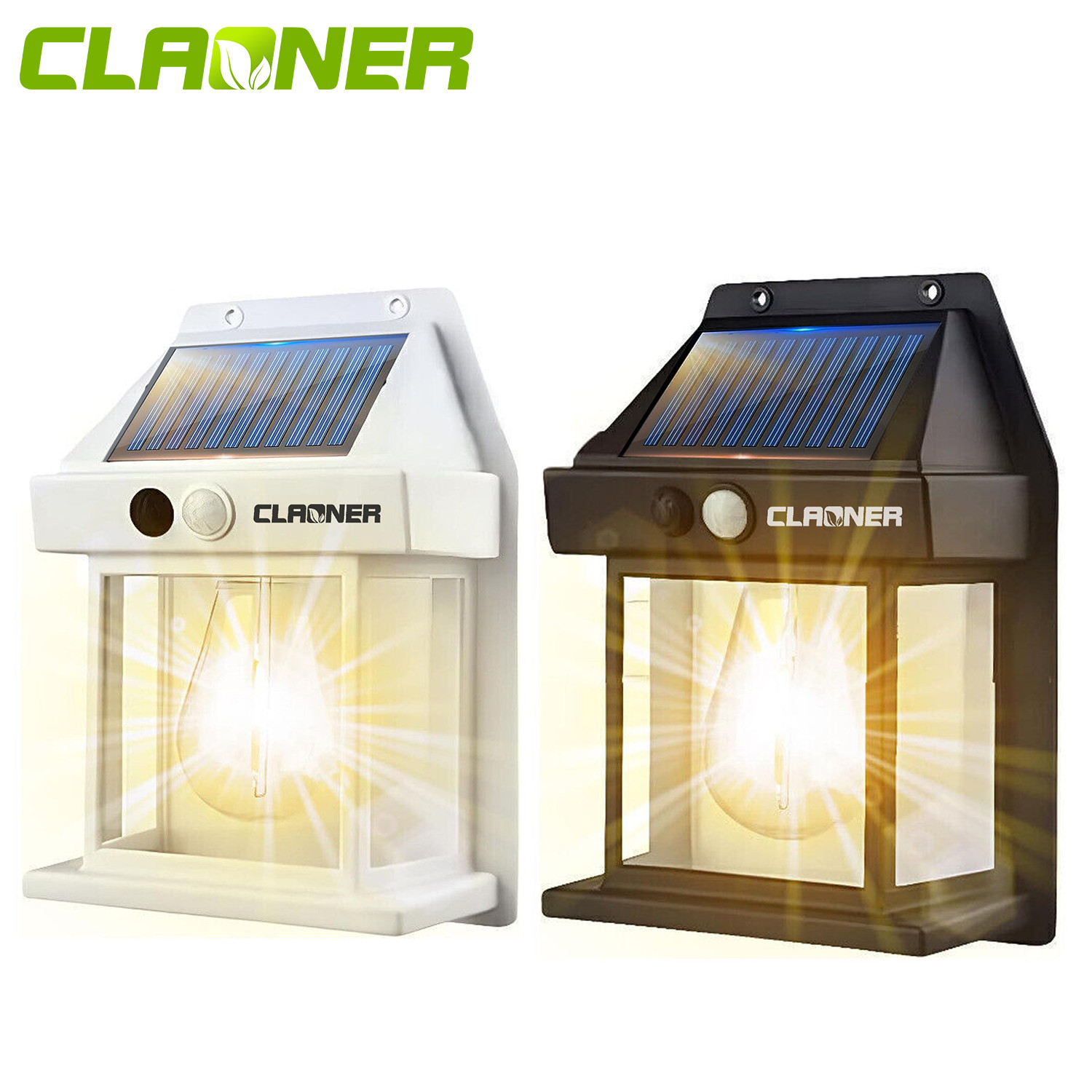 CLAONER Solar Wall Light Outdoor Motion Sensor Fixture Lantern LED Security Lamp gallery