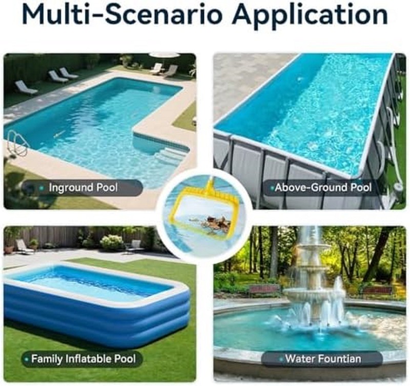 Professional Pool Skimmer Net with Yellow Frame & 30-Mesh - Heavy Duty Deep Leaf gallery