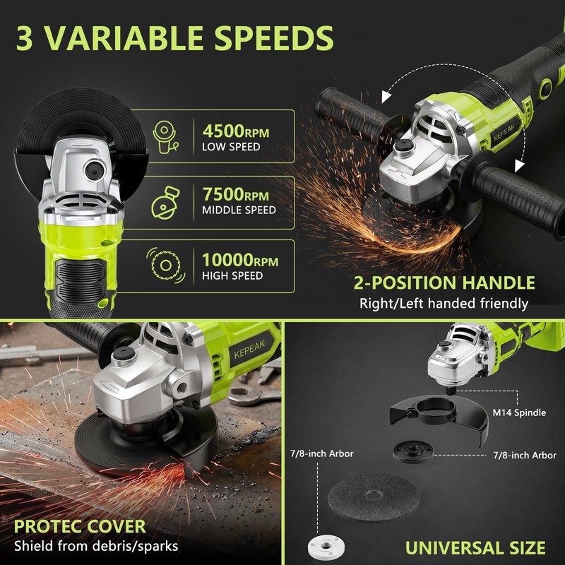 21V Cordless Angle Grinder Kit Handheld Cut Off Tool Brushless Motor w/ Battery gallery