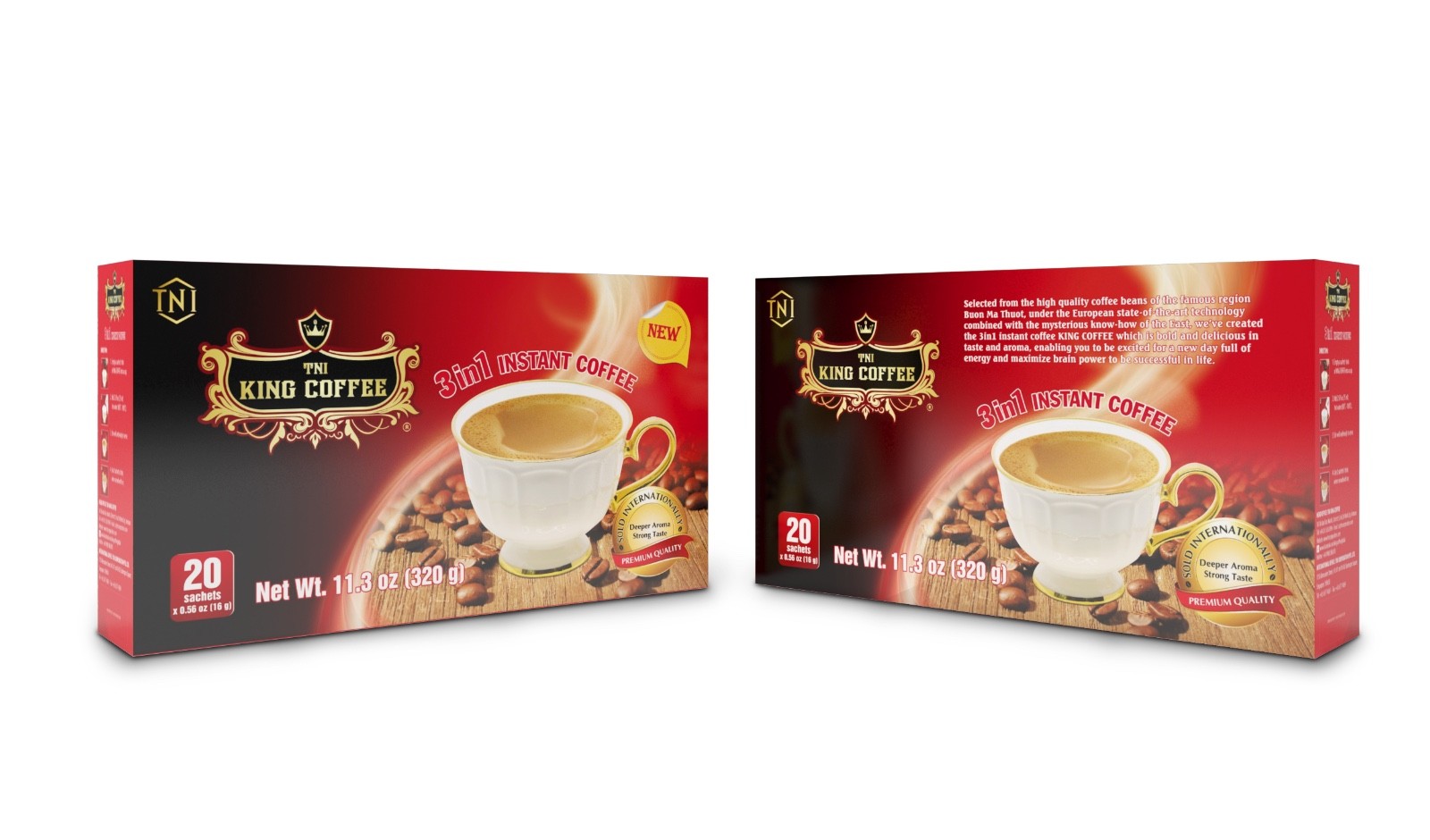 King Coffee 3in1 Instant Coffee Box 20 sachet x 0.56oz (16g) Halal gallery