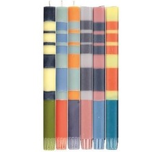 British Colour Standard Striped Dinner Candles Box of 6 Multicolor 10″ Fair