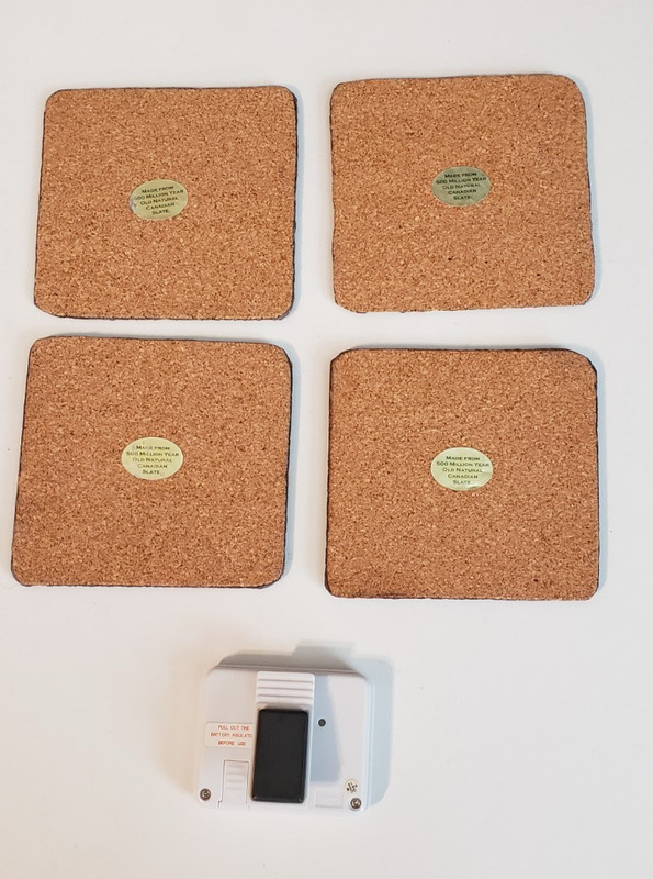 Tastefully Simple-Four Brown Slate Coasters Cork Back W/New Digital Timer gallery