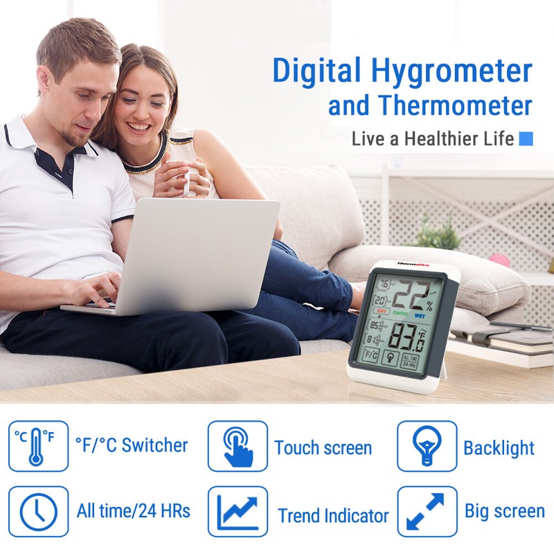 1/3/4/5 ThermoPro Digital LCD Touchscreen Humidity Thermometer Indoor Hygrometer gallery