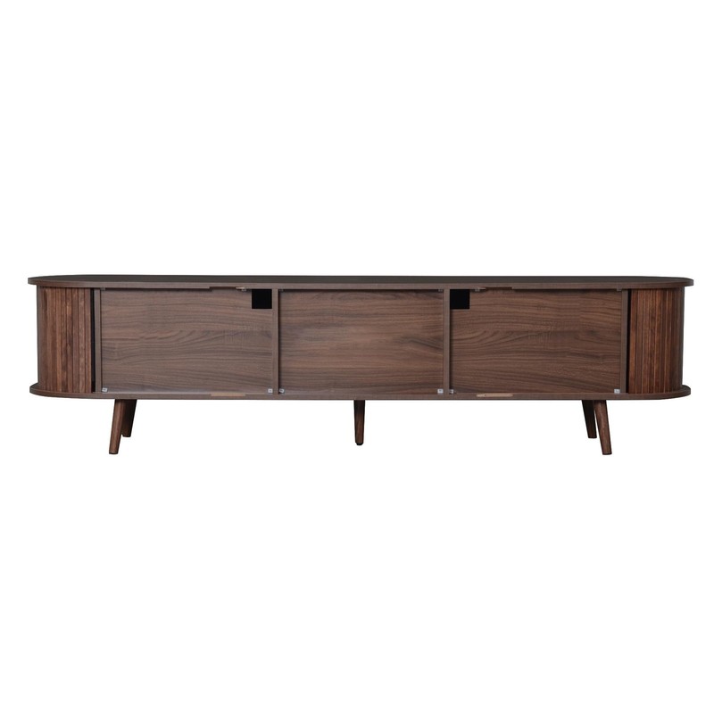 TV Stand for 80" TVs, Curved Waterproof Media Console w/2 Cabinets & 2 Drawers gallery