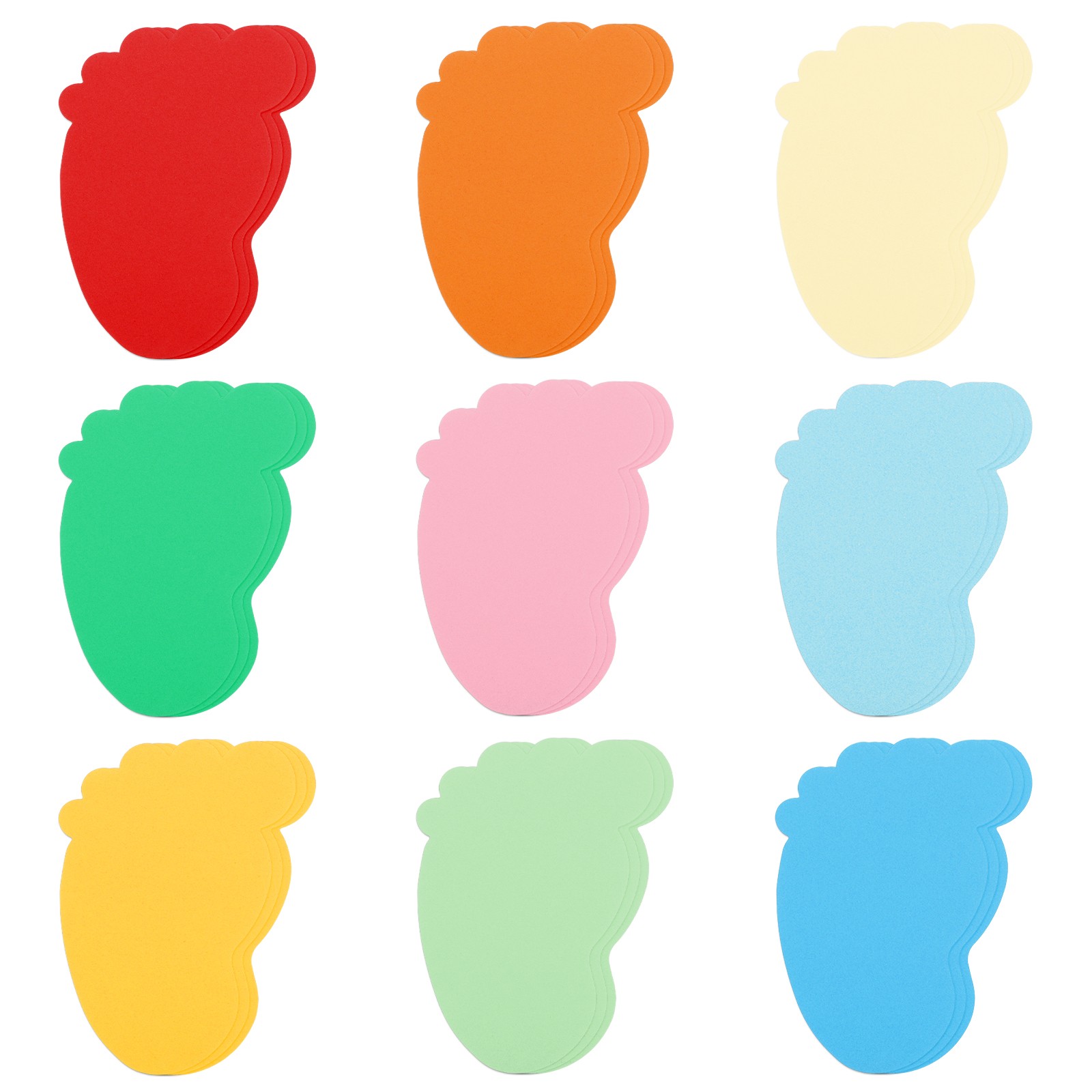 27 Pack Foot Cutouts Paper Bulletin Board Decorations Multi-Color 6x3.9" gallery