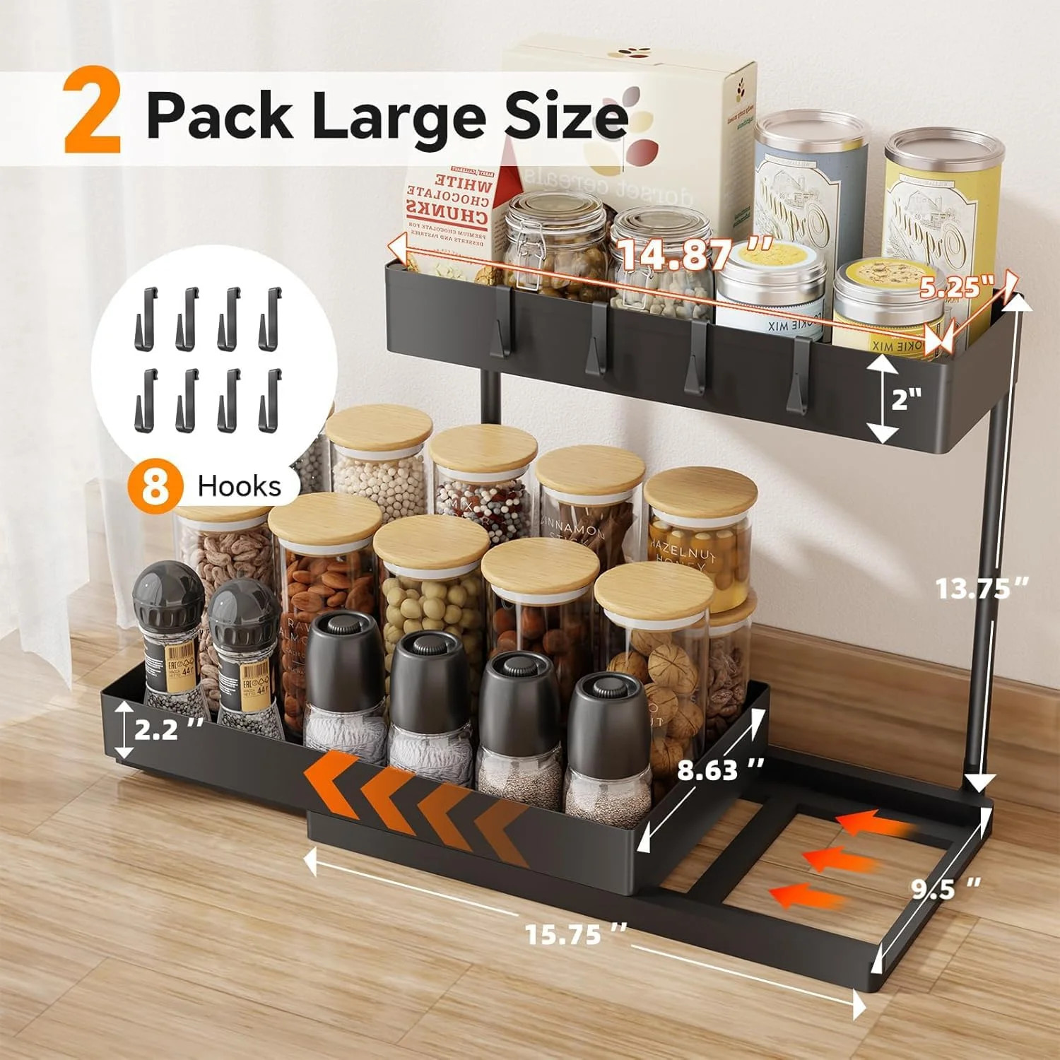Simple Trending Under Sink Organizer 2 Pack, 2 Tier Cabinet Organizer with Slidi gallery