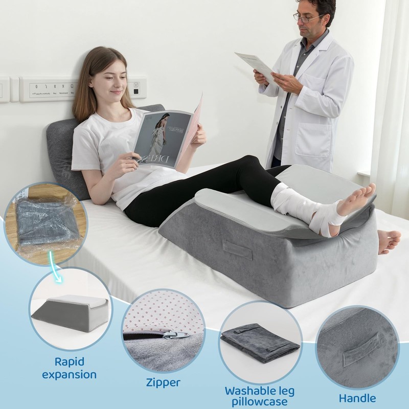 Leg Elevation Pillows for After Surgery - Adjustable Knee Pillow 6 Heights, C gallery