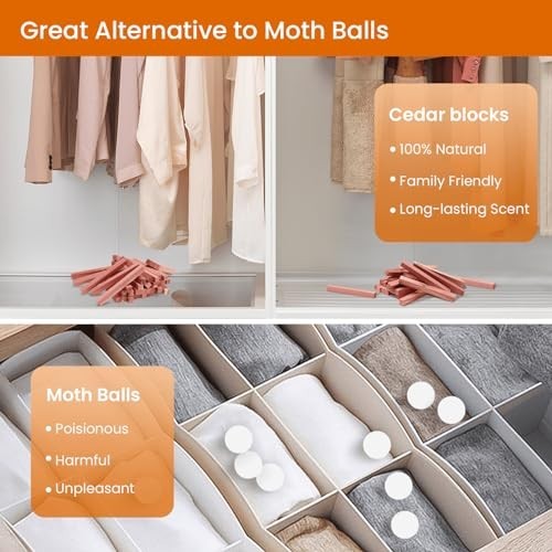 Cedar Blocks for Clothes Storage, 50Pcs Cedar Sticks, Aromatic Red Cedar gallery