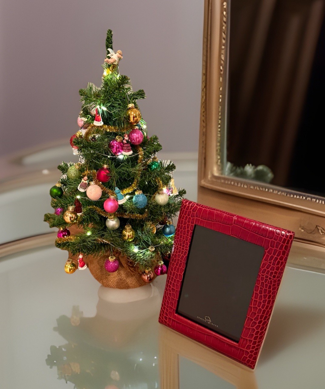 Christmas Red Embossed Croc Photo Frame Fits 5” x 7” Pic in a 6” x 9” gallery
