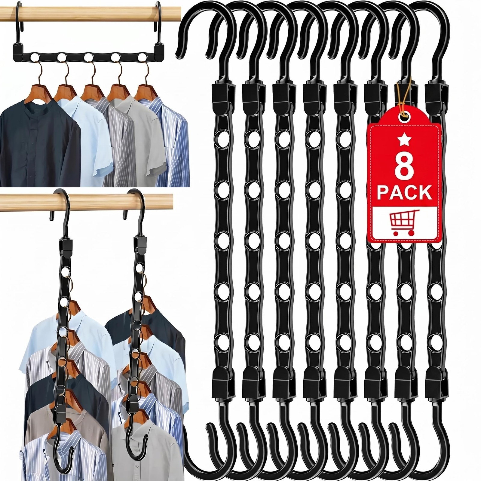 8 Pack Hangers Space Saving Magic Space Saver Storage Smart Plastic Clothes H... gallery