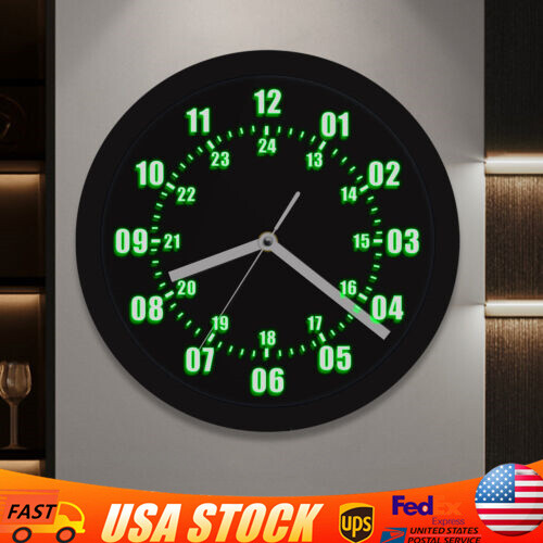 Military Time 12/24 Hours Display Wall Clock Watch Style with LED Backlight gallery