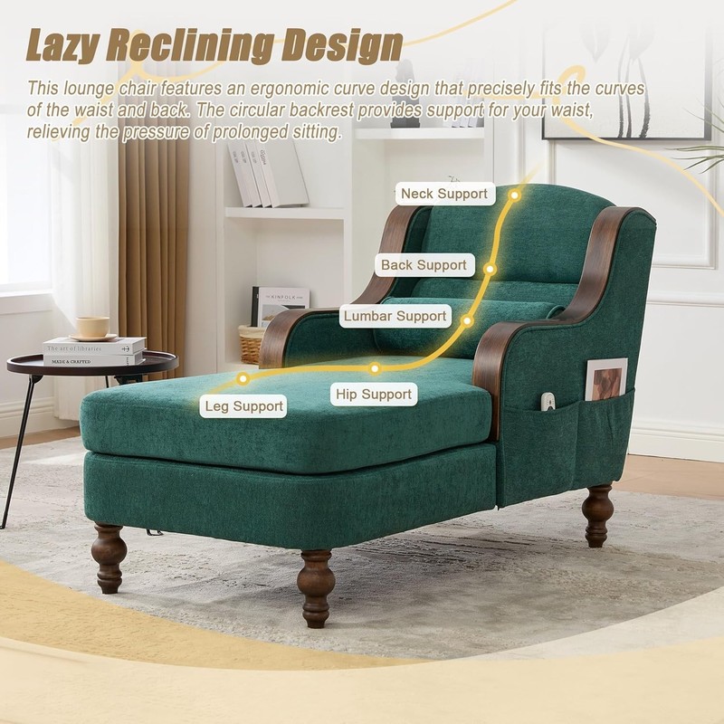 Oversized Chaise Lounge Indoor Solid Wood Frame Lazy Sleeper Armchair gallery