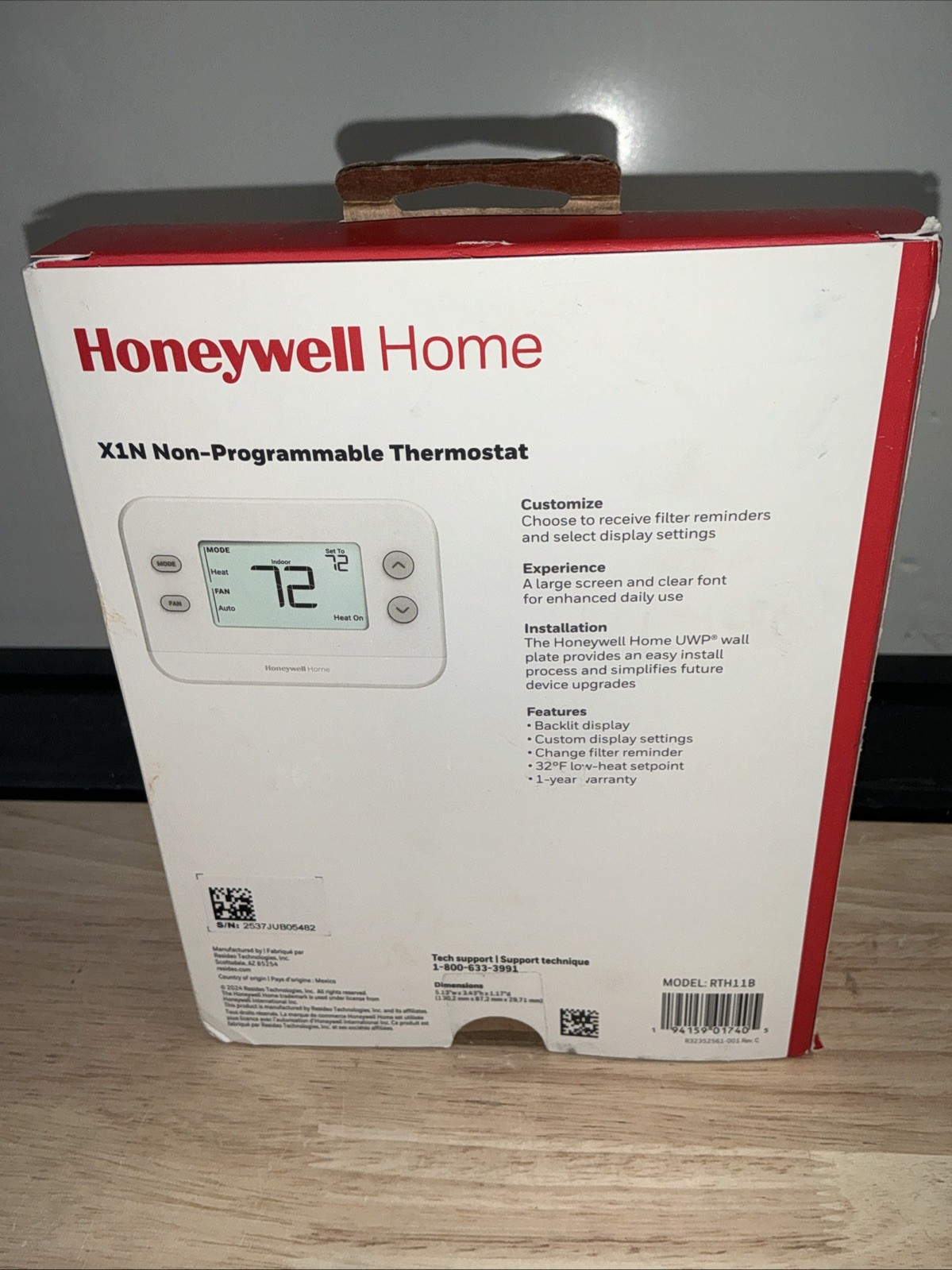Honeywell Home X1N Non-Programmable Thermostat, Single-Stage, 1-Heat/1-Cool gallery