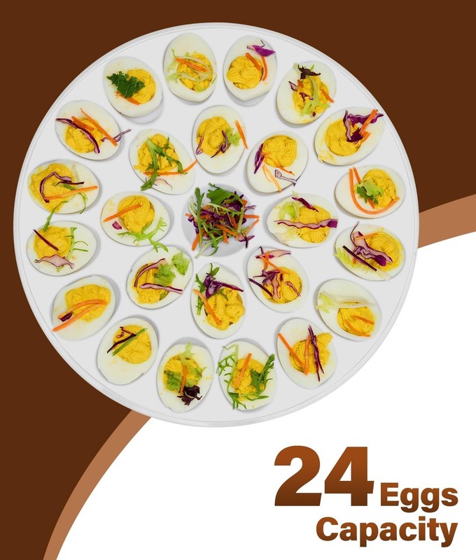 PAHTTO Deviled Egg Platter 2PACK with 24 Slot Each 12inch Diameter Portable gallery