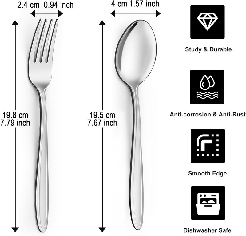 Forks and Spoons Silverware Set - 24-Piece Food Grade Stainless Steel Silverw... gallery