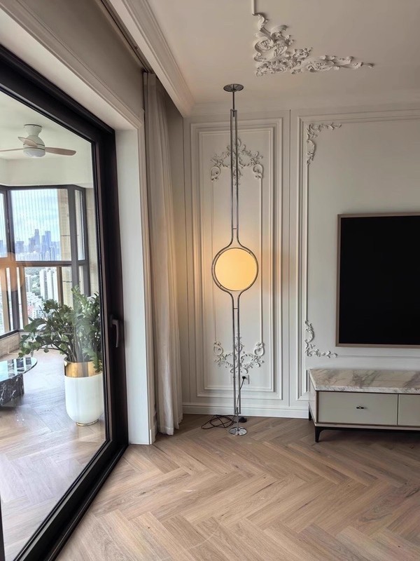 98"-110"Adjustable Floor Lamp with Acrylic Ball Copper color StandingNo drilling gallery