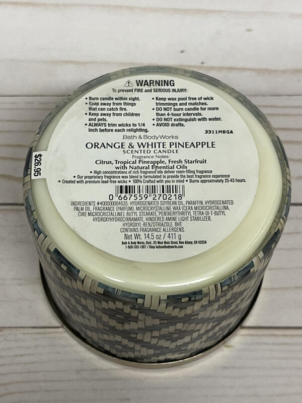 Bath & Body Works Bali Rainforest Orange & White Pineapple 3-Wick Candles x2 gallery
