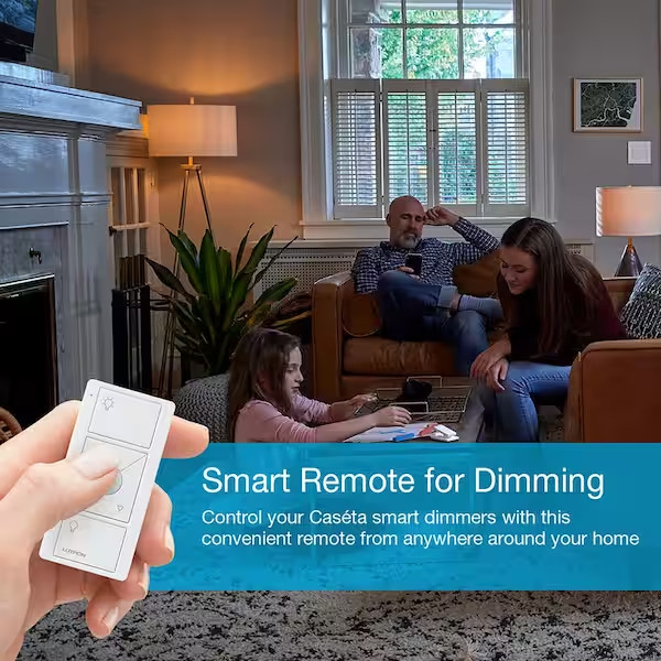 Pico Smart Remote (3-Button, Dimming) for Caseta Smart Dimmer Switch, White (PJ2 gallery