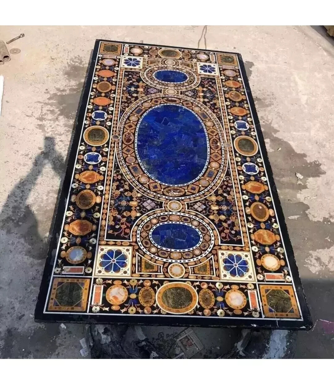 Custom marble Inlay Table Top 54x36 Inch Pietra Dura Inlay art Home Decor gallery
