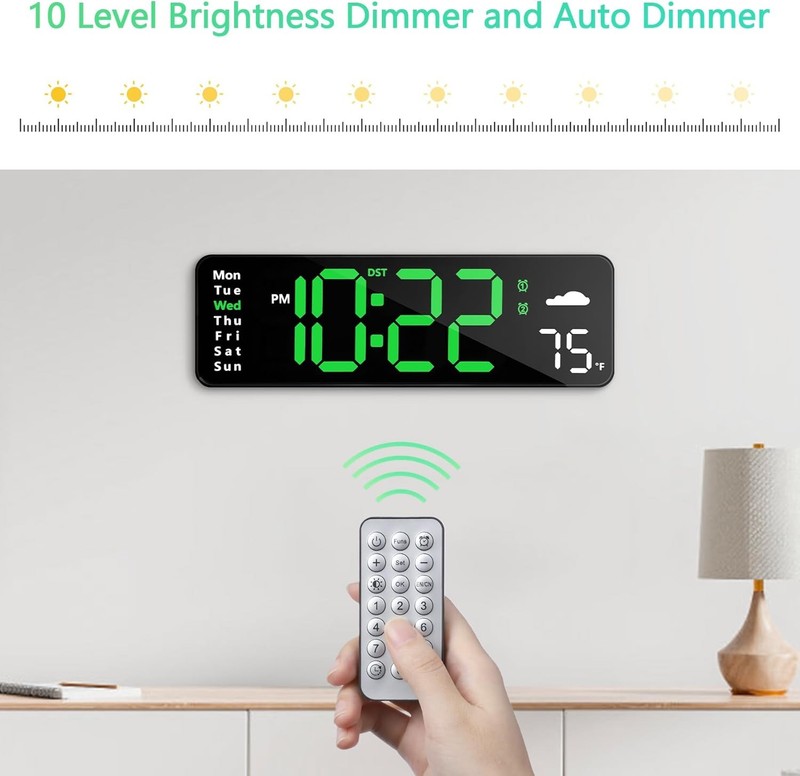 16.2 BIG DIGITAL JUMBO LED CLOCK WALL MOUNT LARGE NUMBERS TIMER DATE TEMPERATURE gallery