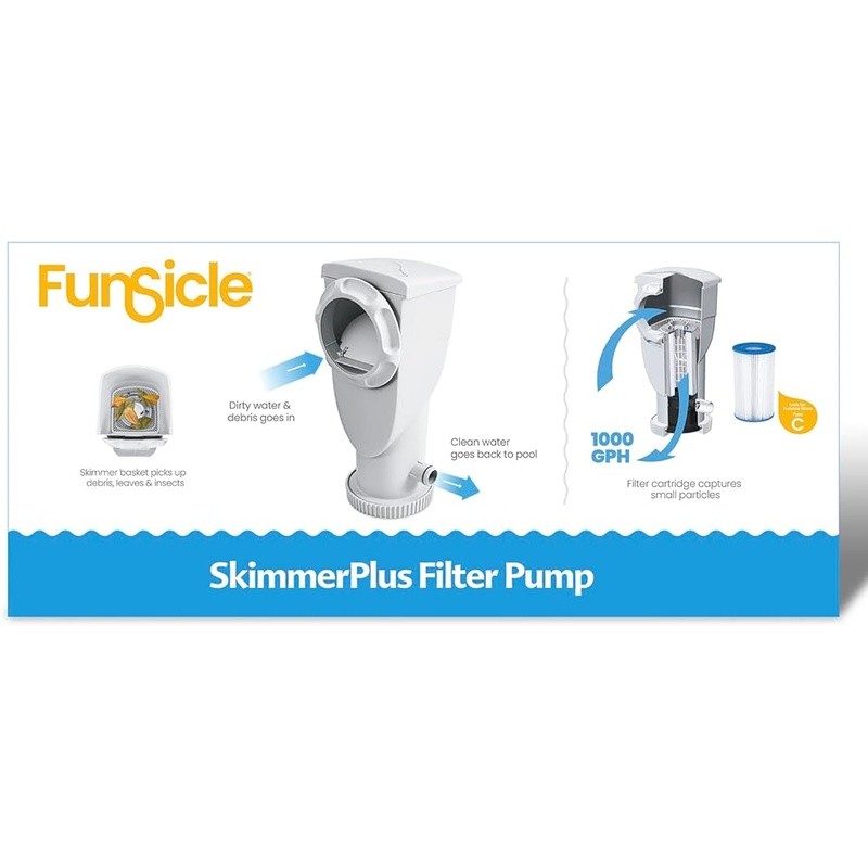 2-in-1 Pool Filter Pump Skimmer 1000 GPH Above Ground Accessory Easy Setup New gallery
