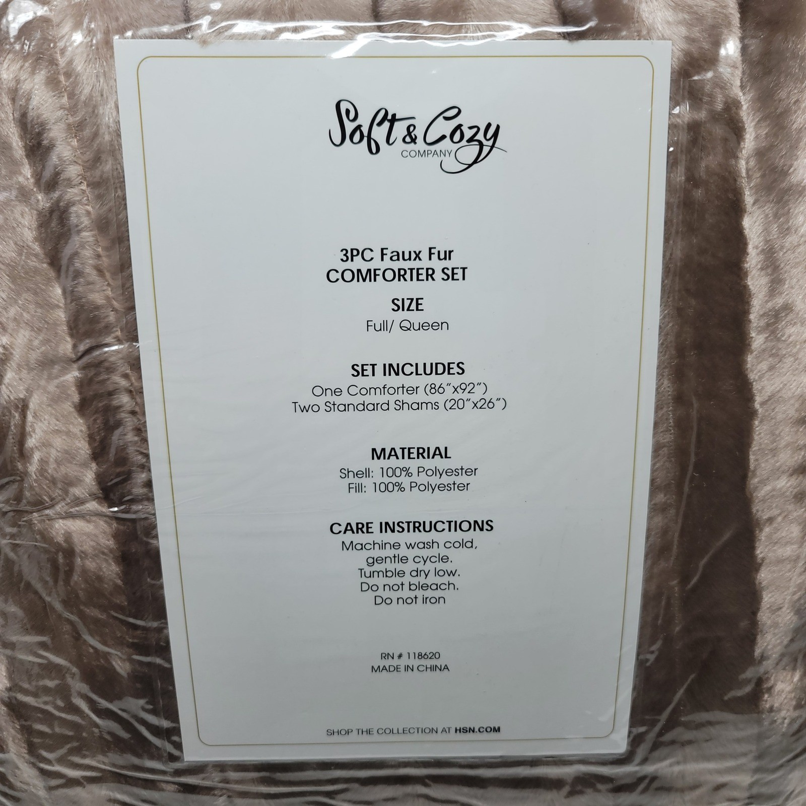 Soft & Cozy Faux Fur 3Pc Comforter Set Full Queen Natural Taupe Mink Reversible gallery