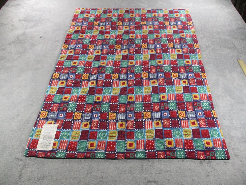 Vintage Handmade Patchwork Quilt Throw Blanket Dated 2000 Made in USA Applique gallery