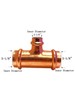 Libra Supply Lead Free 3'' x 3'' x 2” inch Press Copper Reducing Tee, P x P x P gallery