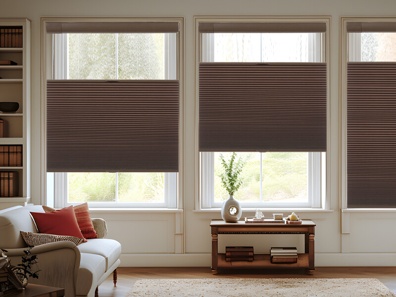 No Tool Screw Install Top Down Bottom Up Blackout Brown Cellular Blind Honeycomb gallery