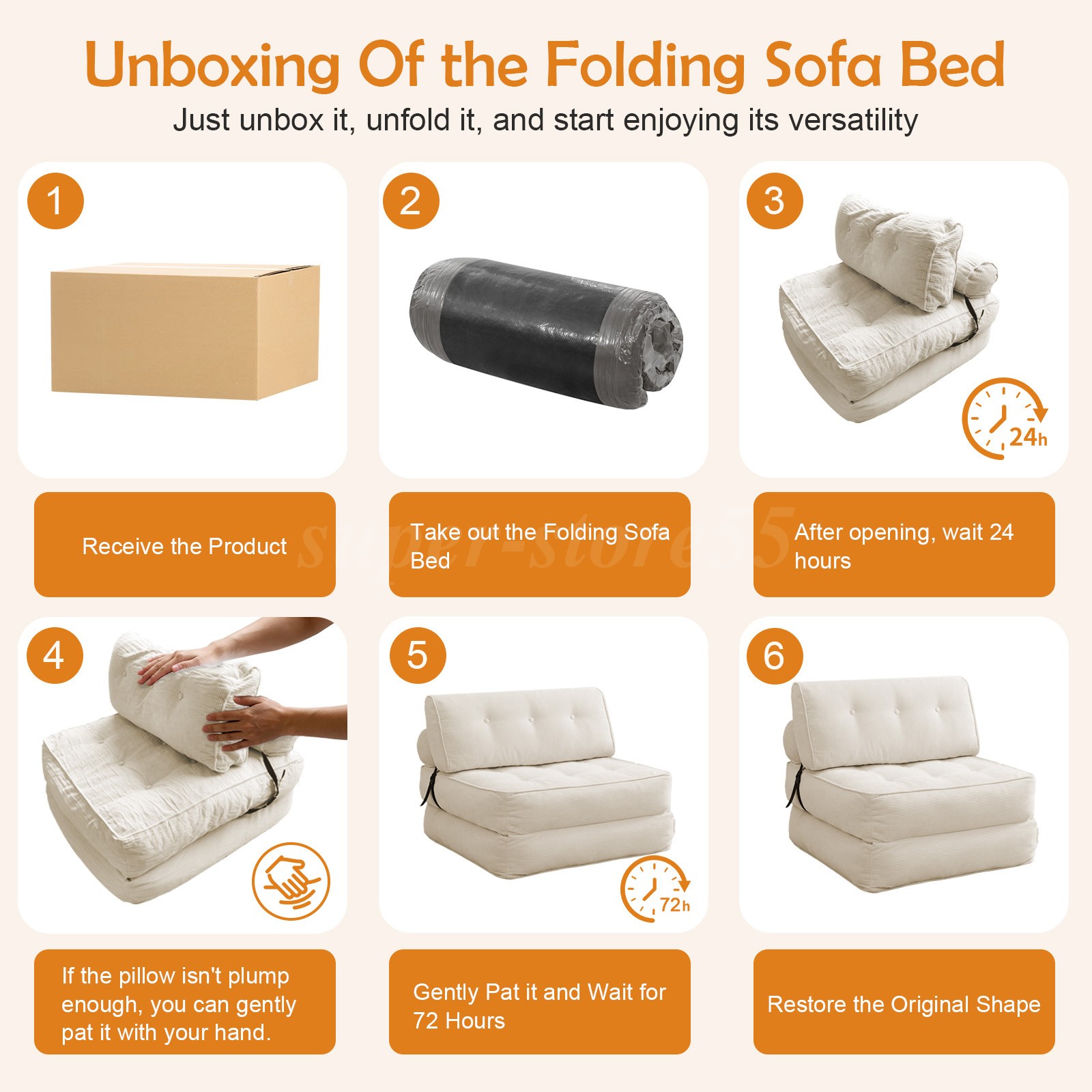 Breathable Folding Sofa Bed Convertible Floor Couch Sleeper Chair Compression gallery