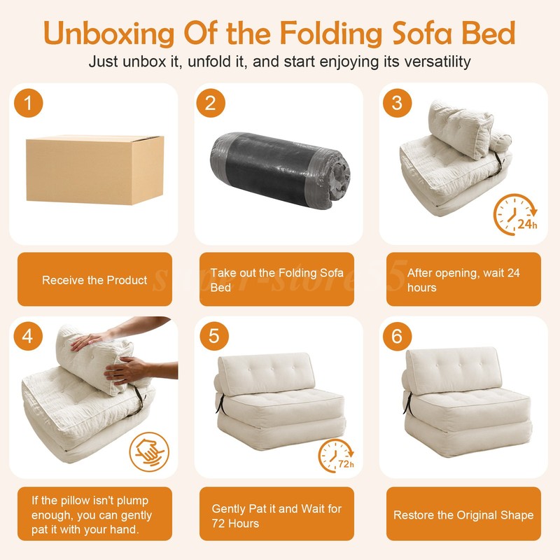 Breathable Folding Sofa Bed Convertible Floor Couch Sleeper Chair Compression gallery