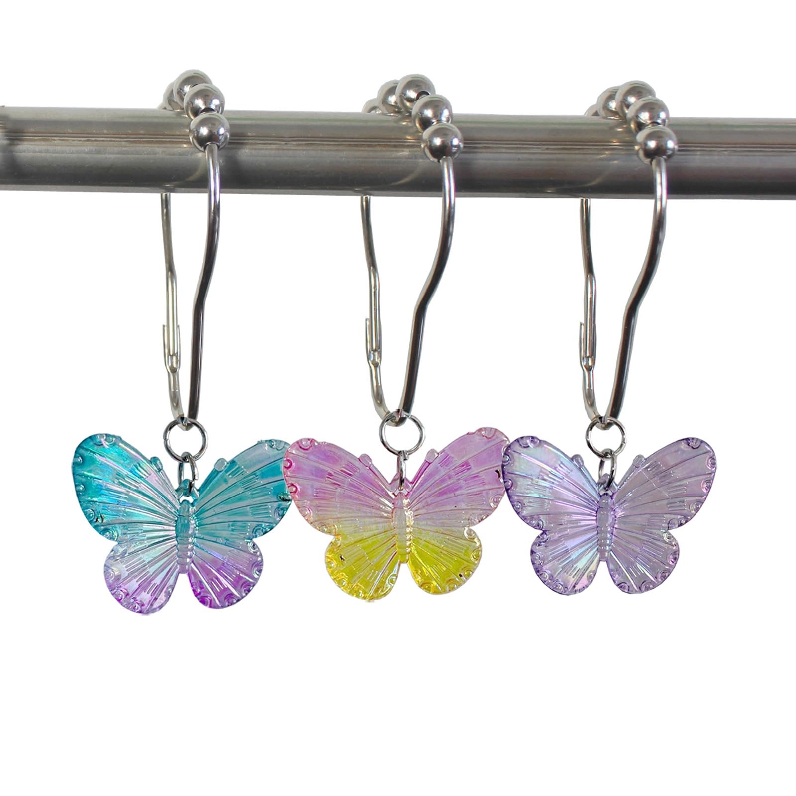 Butterfly Shower Curtain Hooks Rings,12Pcs Colorful Resin Pendants Accessorie... gallery