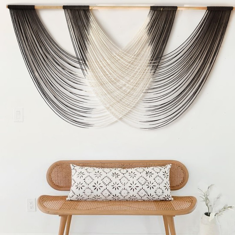 Large Macrame Wall Hanging Black Dip Dyed Fiber Wall Art Macrame Wall Decor B... gallery