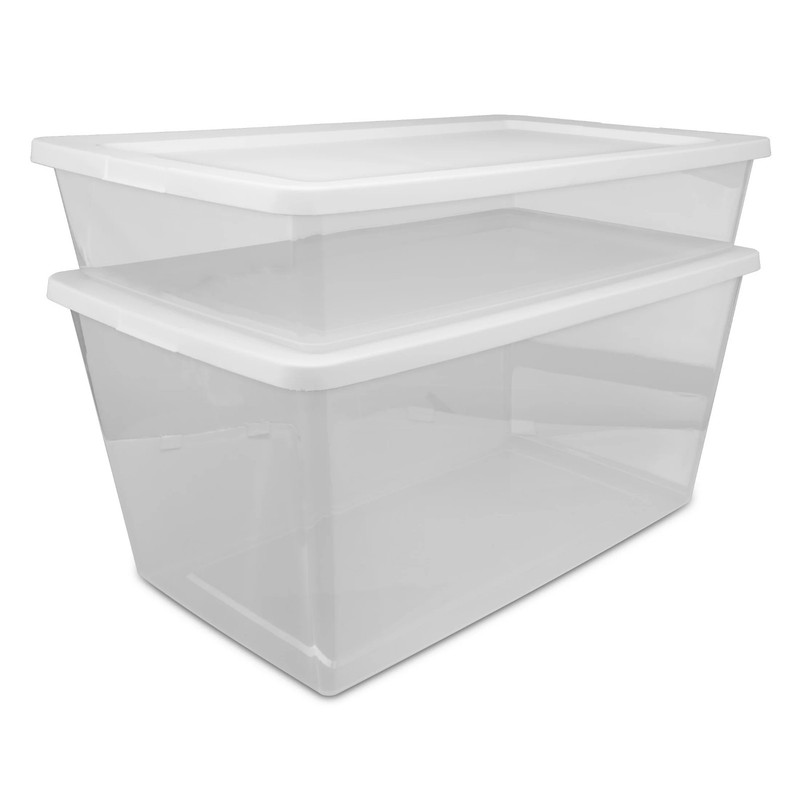 Sterilite 41 Quart Storage Box, Clear Plastic Storage Bin with Snap-on Lid. gallery