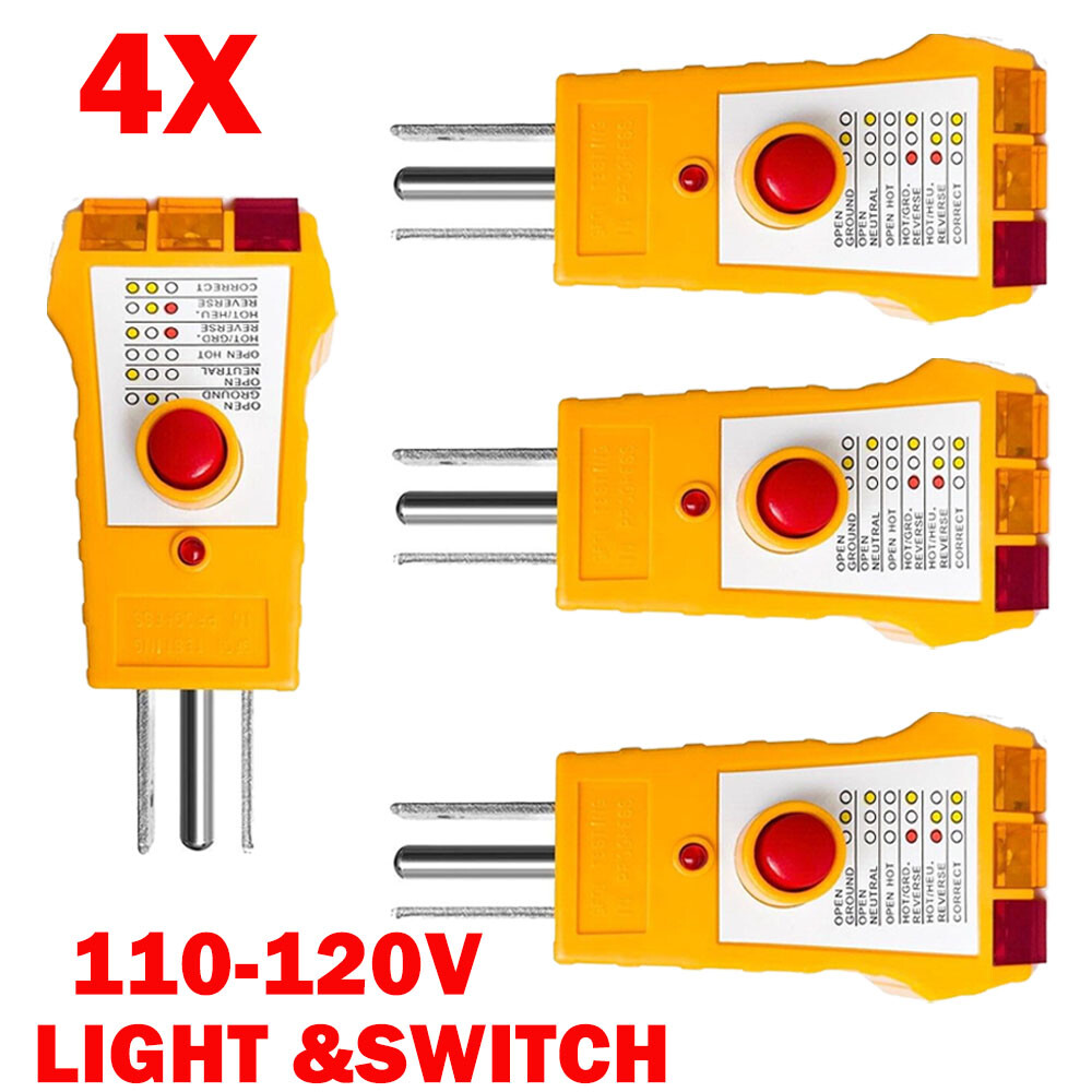 4x 3pin Outlet Tester For Grounding Products For GFCI Electrical AC110-120V NEW gallery