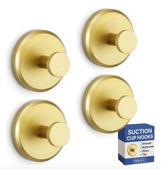 4× Suction Cup Hooks Waterproof Shower Hooks Bathroom Towel Hanger 15lbs gold