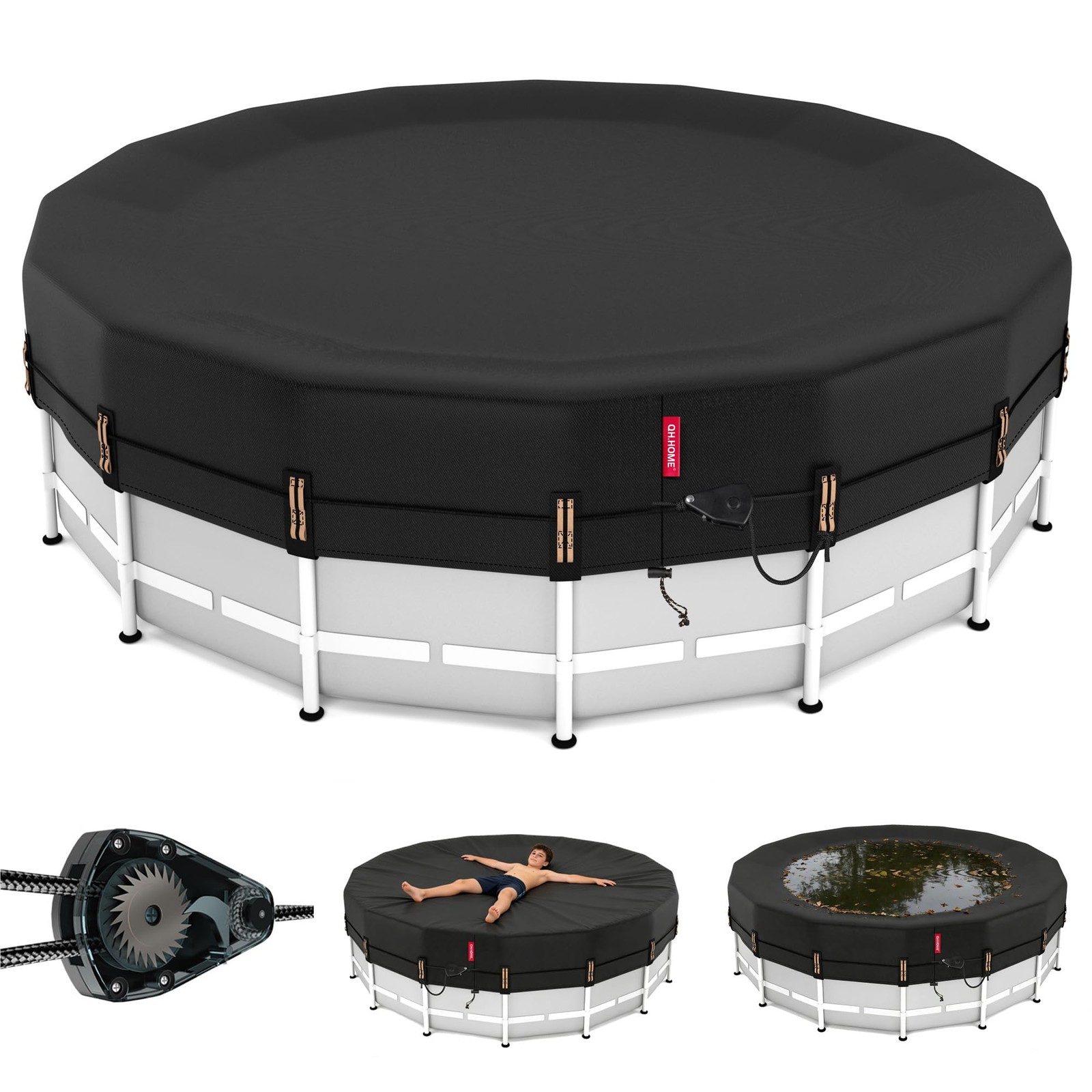QH.HOME 10ft Round Pool Cover,[Ultimate Windproof & Tear-Resistant Fabric],Sn... gallery