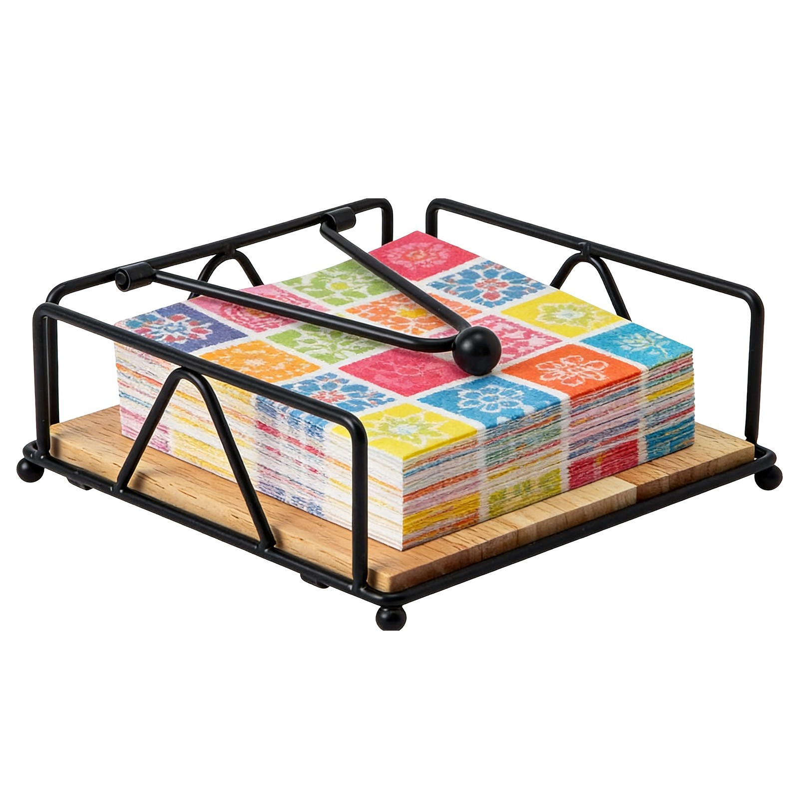 Square Napkin Holder, Table Napkin Dispenser with Weighted Arm 17.8*17.8*6.8cm gallery