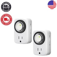 2-Pack Indoor Mechanical Outlet Timer – 24-Hour Automation for Indoor Lighting