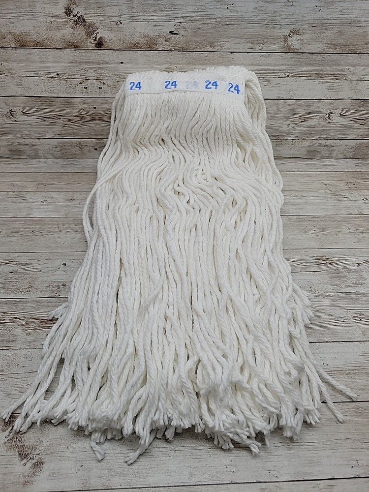 Mop Head Replacement Cotton Blend 24 oz *Lot of 5* Straight End wet Mop Head