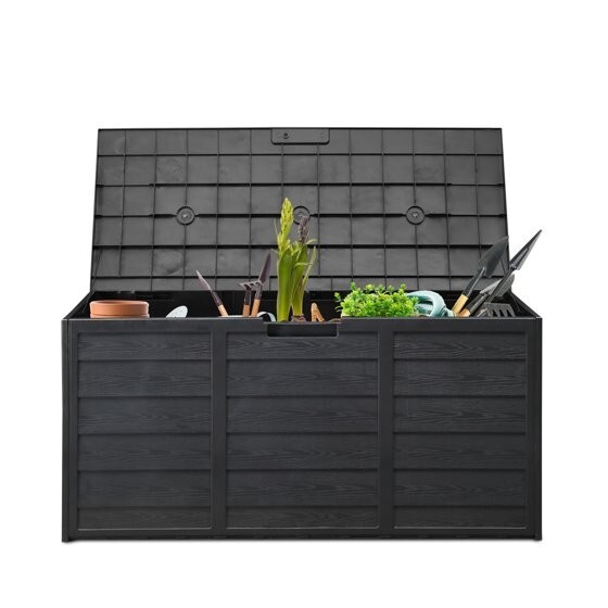 75 Gal Outdoor Deck Box Storage Chest Plastic Garden Tools Cushions Toys NEW gallery